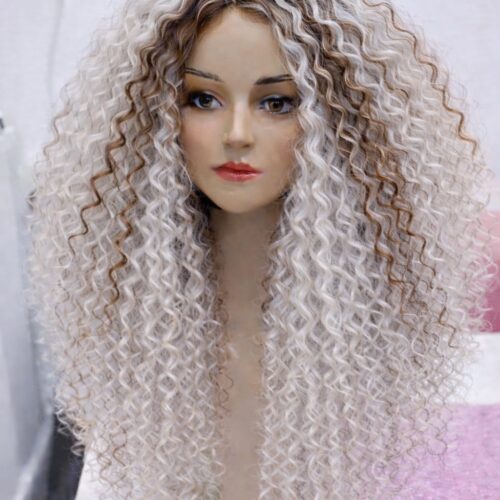 Afro Wig 9 - White + Brown