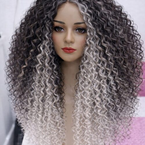 Afro Wig 4 - Grey x White