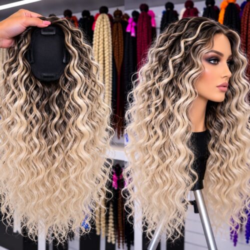 Topper 35 - warm blonde + medium brown roots