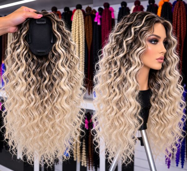 Topper 35 – warm blonde + medium brown roots