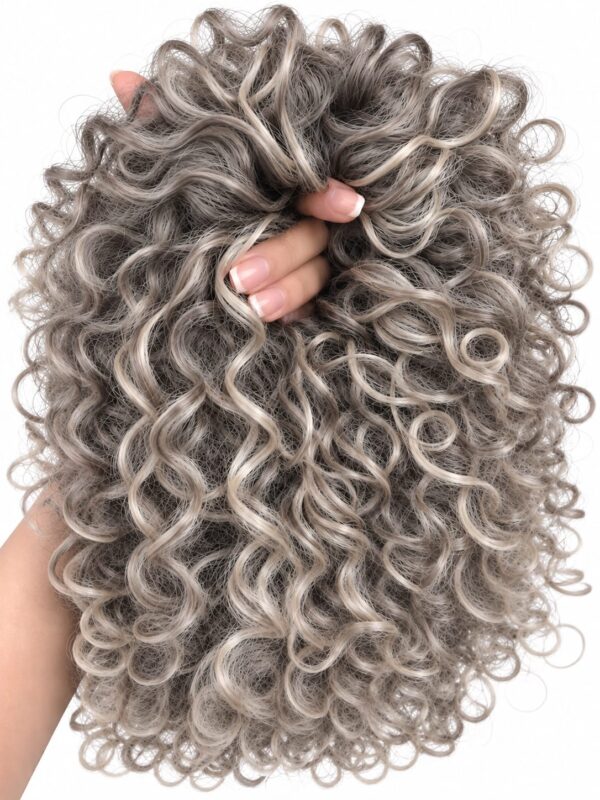 5 AFRO BUN - gray+light blonde