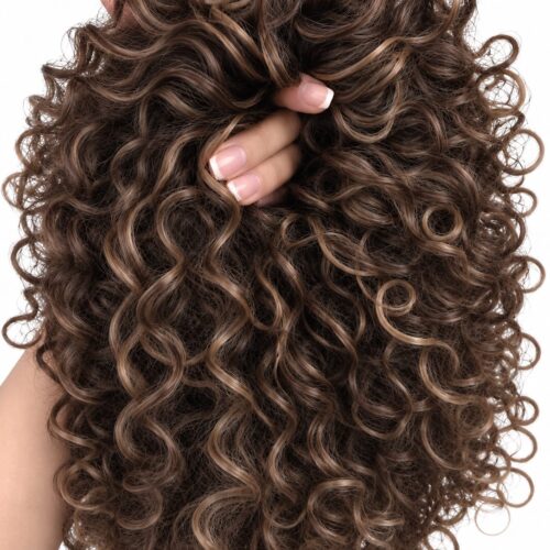 2 AFRO BUN - medium brown+light blonde