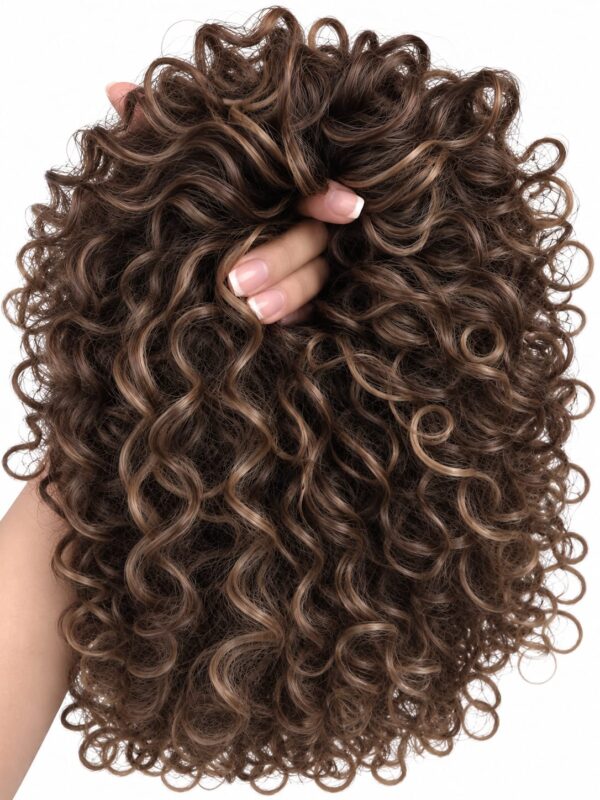 2 AFRO BUN - medium brown+light blonde