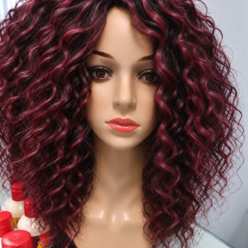 Afro Wigs 40cm - 32 - burgundy + black