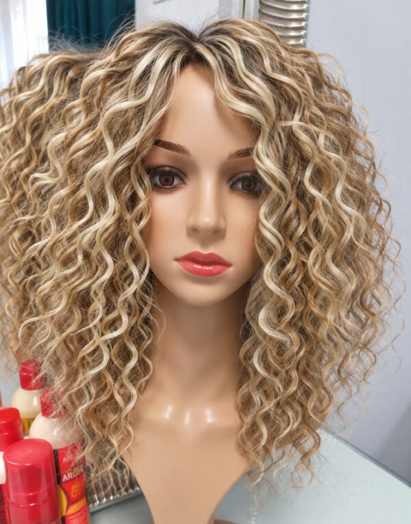 Afro Wigs 40cm - 35 - three shades of blonde with regrowth