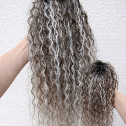 8 Afro Clip - 32 - Black ombre + gray + light browne