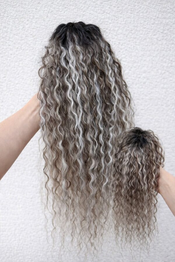 Afro Clip - 32 - Black ombre + gray + light browne