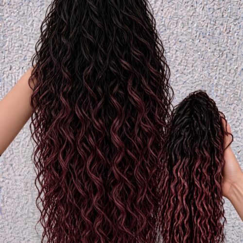 Afro Crab Clip - 23 - Black and Light Burgundy