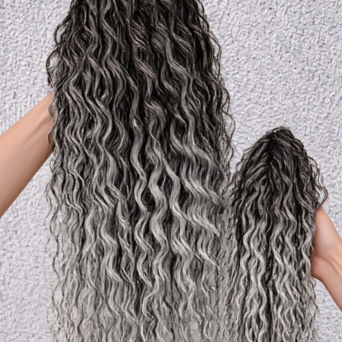Afro Crab Clip - 22- Dark Grey to Ash Grey Ombré