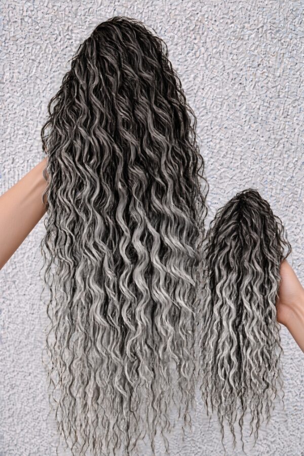 Afro Crab Clip - 22- Dark Grey to Ash Grey Ombré